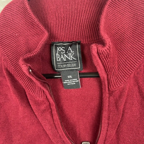 Jos A Bank Traveler XXL Red 1/4 Zip Pullover Sweater Long Sleeve - Picture 3 of 7